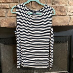 Citiknit blue, white and black striped sleeveless top. Size 1X
